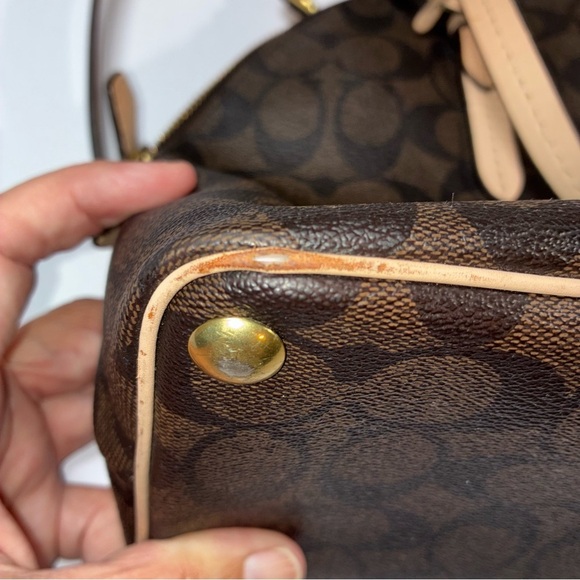 Coach Peyton Signature Domed Cora Satchel Brown Tan *Read description - Picture 15 of 15